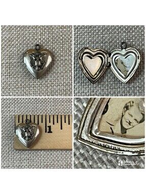 United States Army Seal Vtg Puffed Sterling Silver Heart Pendant Photo Locket